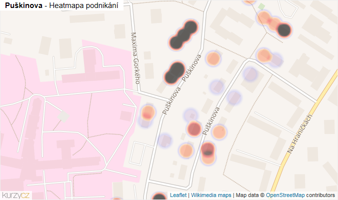 Mapa Puškinova - Firmy v ulici.