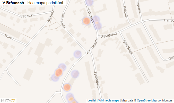 Mapa V Brňanech - Firmy v ulici.