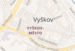 Vyškov-Město v obci Vyškov - mapa části obce