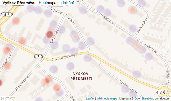 Mapa Vyškov-Předměstí - Firmy v části obce.