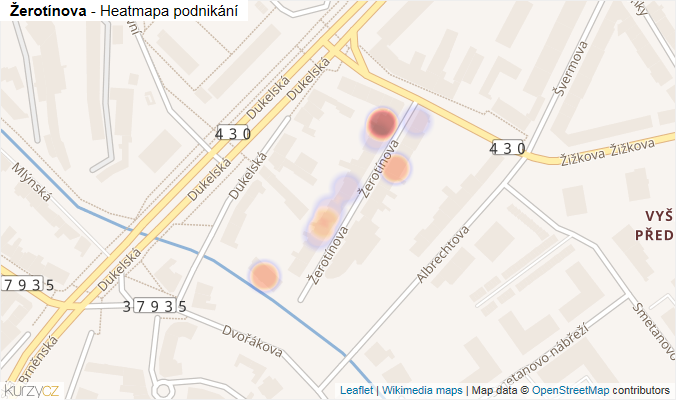 Mapa Žerotínova - Firmy v ulici.