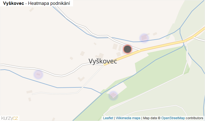 Mapa Vyškovec - Firmy v části obce.