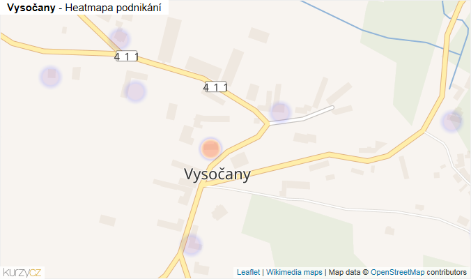 Mapa Vysočany - Firmy v části obce.