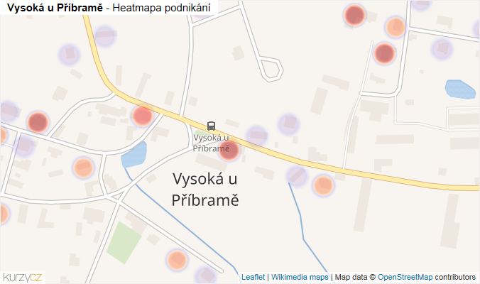 Mapa Vysoká u Příbramě - Firmy v části obce.