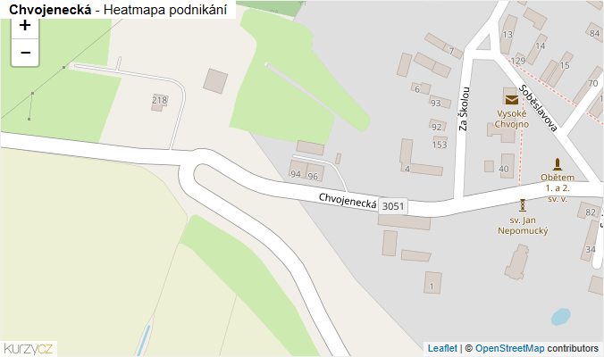 Mapa Chvojenecká - Firmy v ulici.