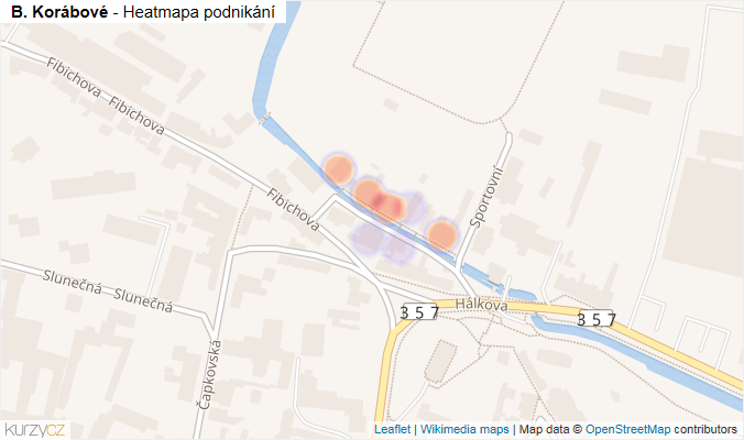 Mapa B. Korábové - Firmy v ulici.