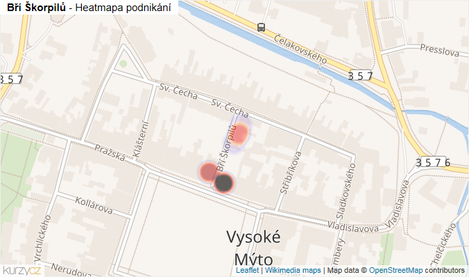 Mapa Bří Škorpilů - Firmy v ulici.
