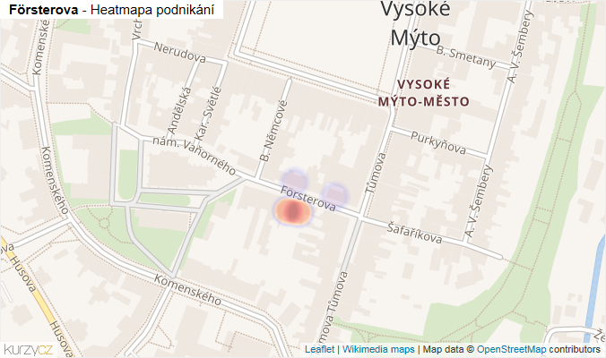 Mapa Försterova - Firmy v ulici.