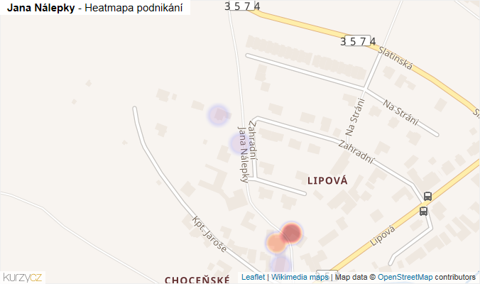 Mapa Jana Nálepky - Firmy v ulici.