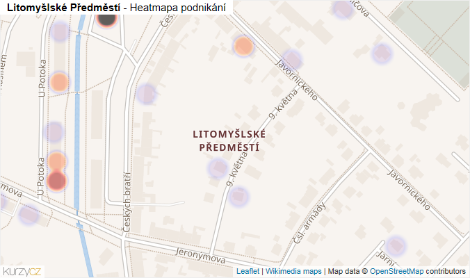 Mapa Litomyšlské Předměstí - Firmy v části obce.