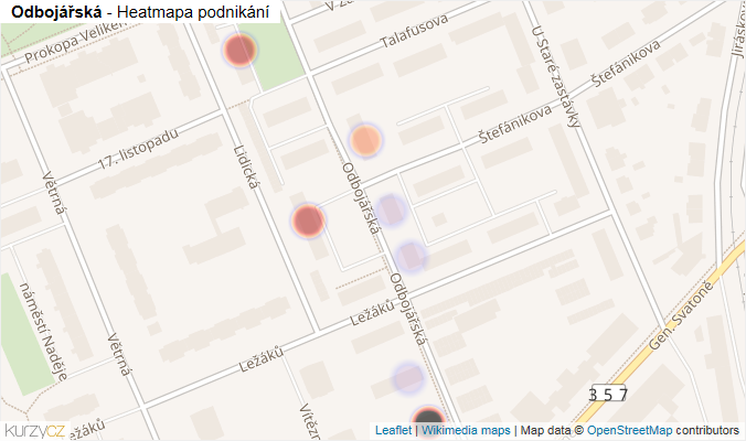 Mapa Odbojářská - Firmy v ulici.