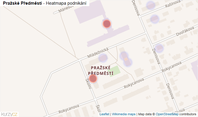 Mapa Pražské Předměstí - Firmy v části obce.