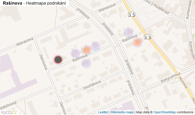 Mapa Rašínova - Firmy v ulici.