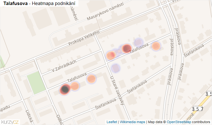 Mapa Talafusova - Firmy v ulici.