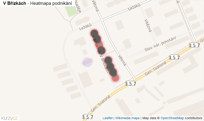 Mapa V Břízkách - Firmy v ulici.