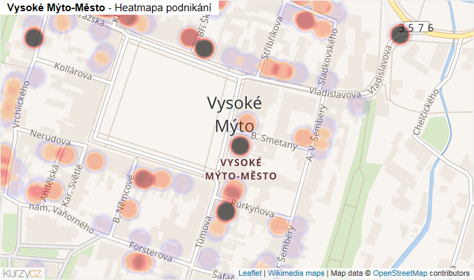 Mapa Vysoké Mýto-Město - Firmy v části obce.