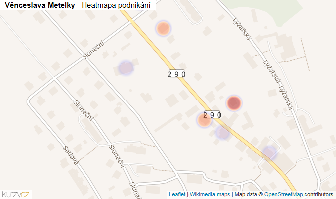 Mapa Věnceslava Metelky - Firmy v ulici.