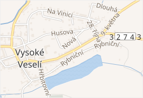 Zahraničních hrdinů v obci Vysoké Veselí - mapa ulice