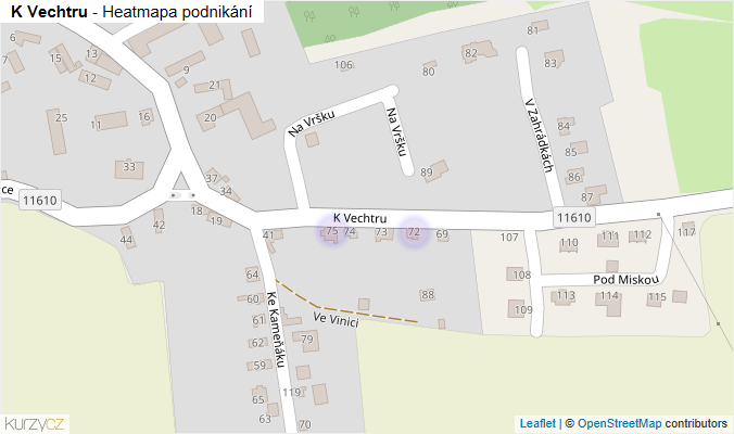 Mapa K Vechtru - Firmy v ulici.