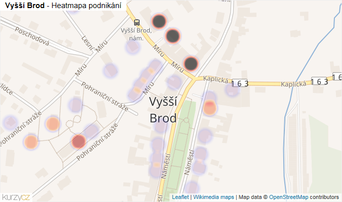 Mapa Vyšší Brod - Firmy v části obce.