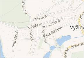 K Rybníku v obci Vyžlovka - mapa ulice