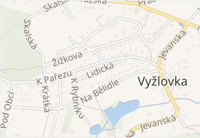 Lidická v obci Vyžlovka - mapa ulice