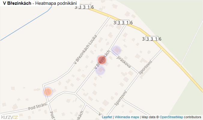 Mapa V Březinkách - Firmy v ulici.