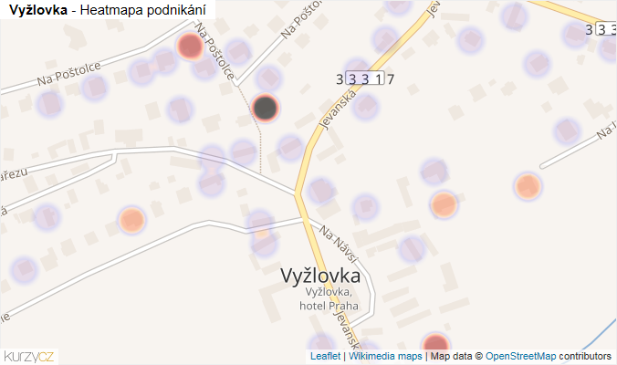 Mapa Vyžlovka - Firmy v části obce.