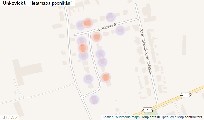 Mapa Unkovická - Firmy v ulici.