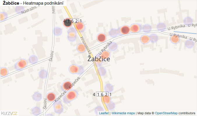 Mapa Žabčice - Firmy v části obce.