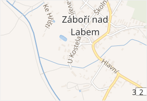 U Kostela v obci Záboří nad Labem - mapa ulice