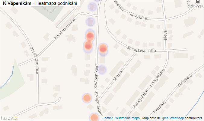 Mapa K Vápeníkám - Firmy v ulici.