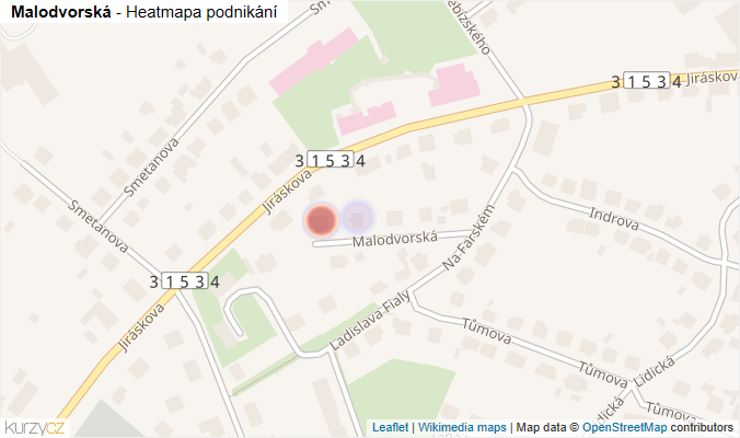 Mapa Malodvorská - Firmy v ulici.