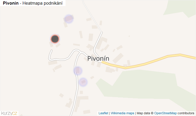 Mapa Pivonín - Firmy v části obce.