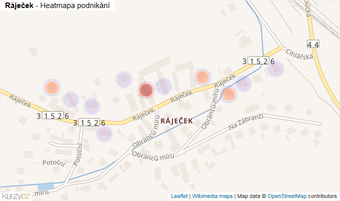 Mapa Ráječek - Firmy v ulici.