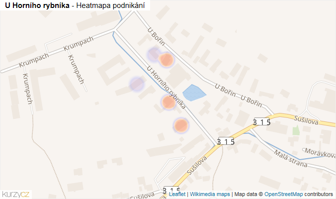 Mapa U Horního rybníka - Firmy v ulici.