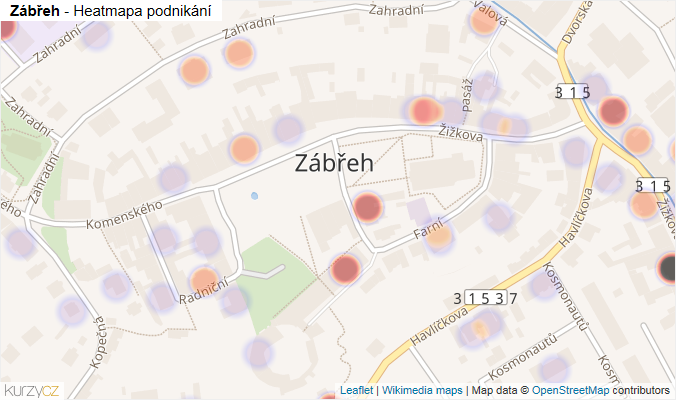 Mapa Zábřeh - Firmy v části obce.