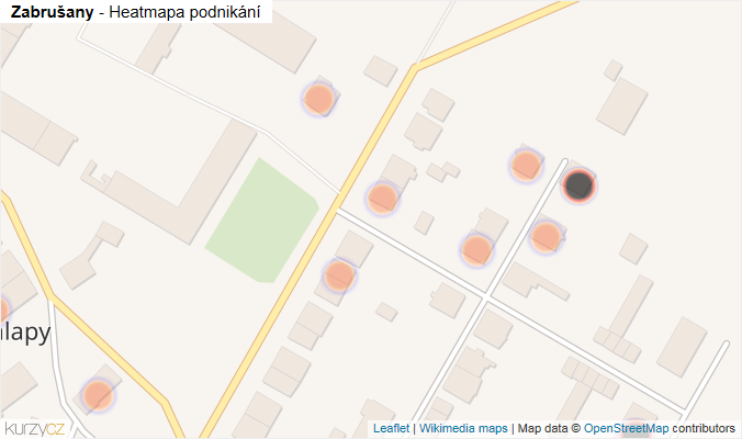Mapa Zabrušany - Firmy v obci.