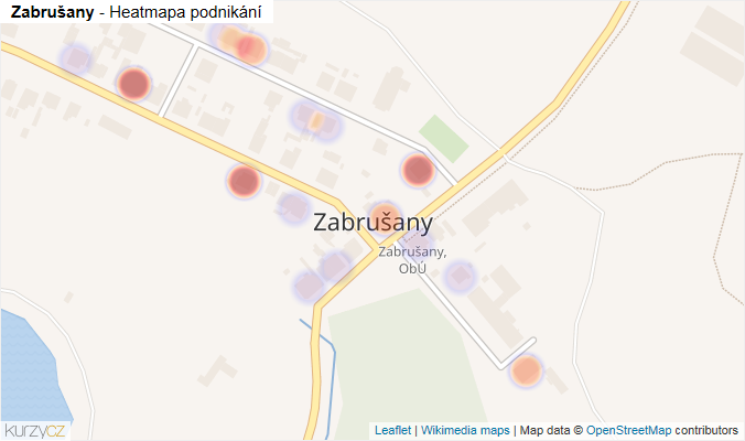 Mapa Zabrušany - Firmy v části obce.