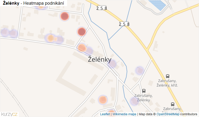 Mapa Želénky - Firmy v části obce.