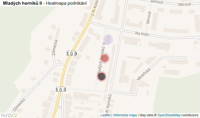 Mapa Mladých horníků II - Firmy v ulici.
