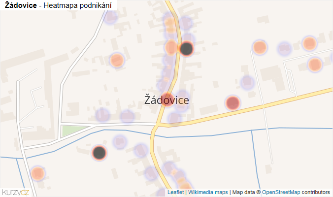 Mapa Žádovice - Firmy v části obce.