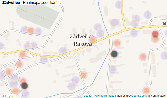 Mapa Zádveřice - Firmy v části obce.
