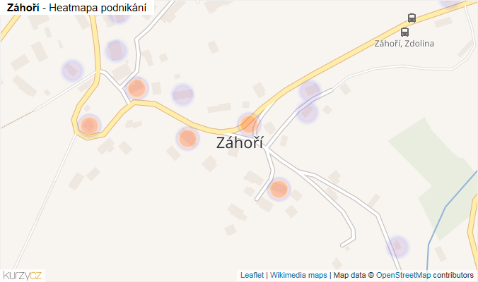 Mapa Záhoří - Firmy v části obce.