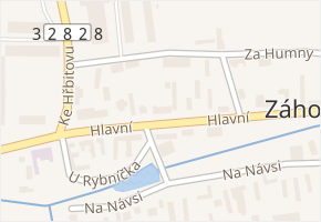 Hlavní v obci Záhornice - mapa ulice