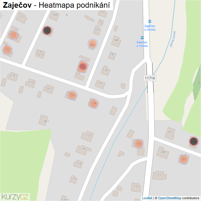 Mapa Zaječov - Firmy v obci.