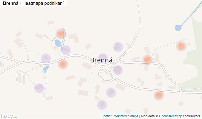 Mapa Brenná - Firmy v části obce.
