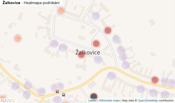 Mapa Žalkovice - Firmy v části obce.