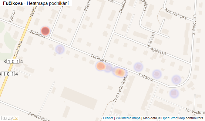 Mapa Fučíkova - Firmy v ulici.