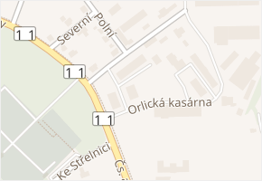 Orlická kasárna v obci Žamberk - mapa ulice